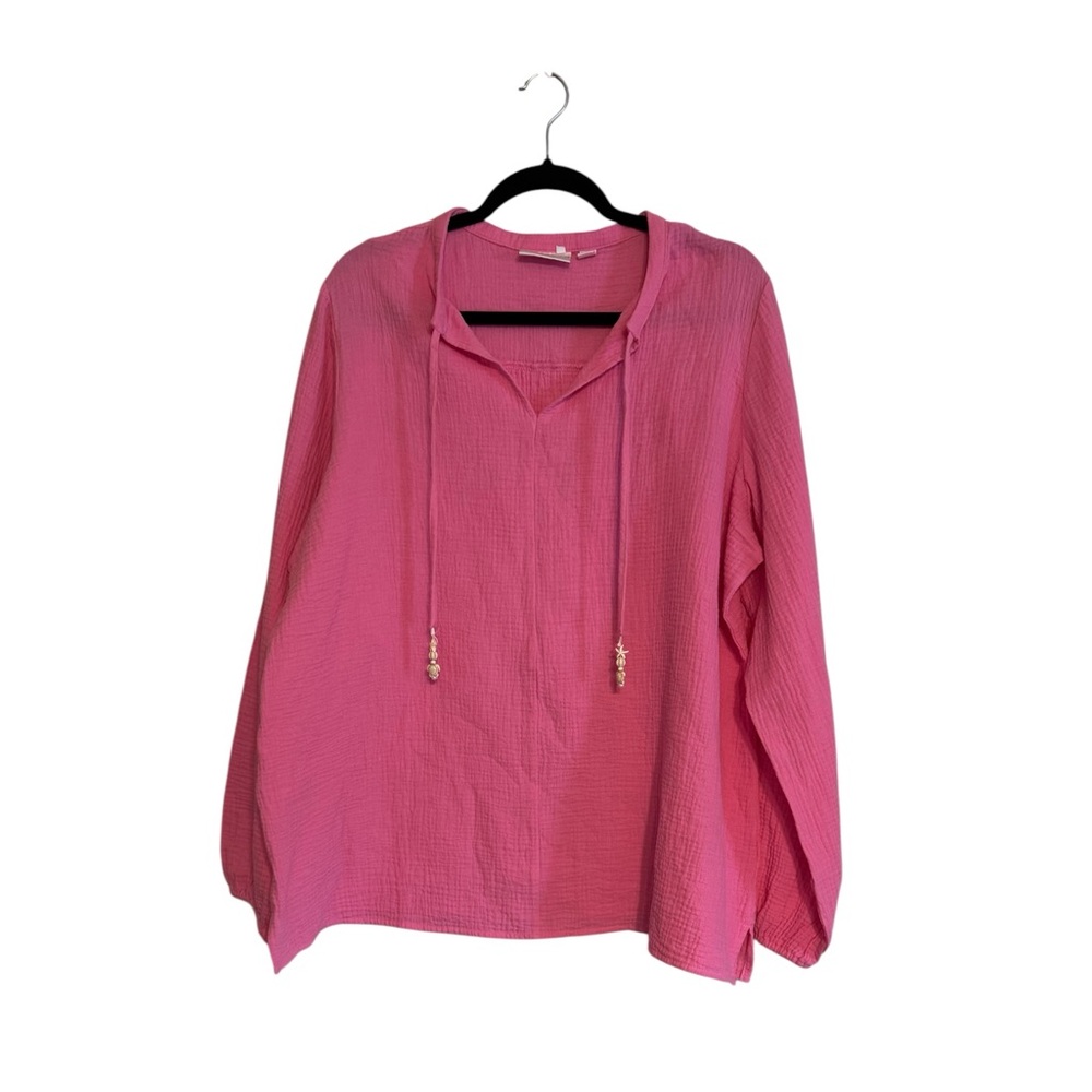 Belle Beach by Kim Gravel Beach Club 100% Cotton Gauze Peasant Top NWOT Size Med